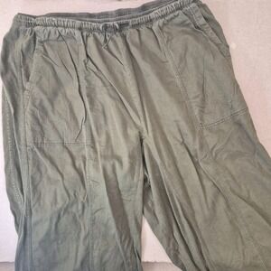 Anthropologie‎ Daily Practice Baggy Pants Womens Large Olive Green Wide Leg
